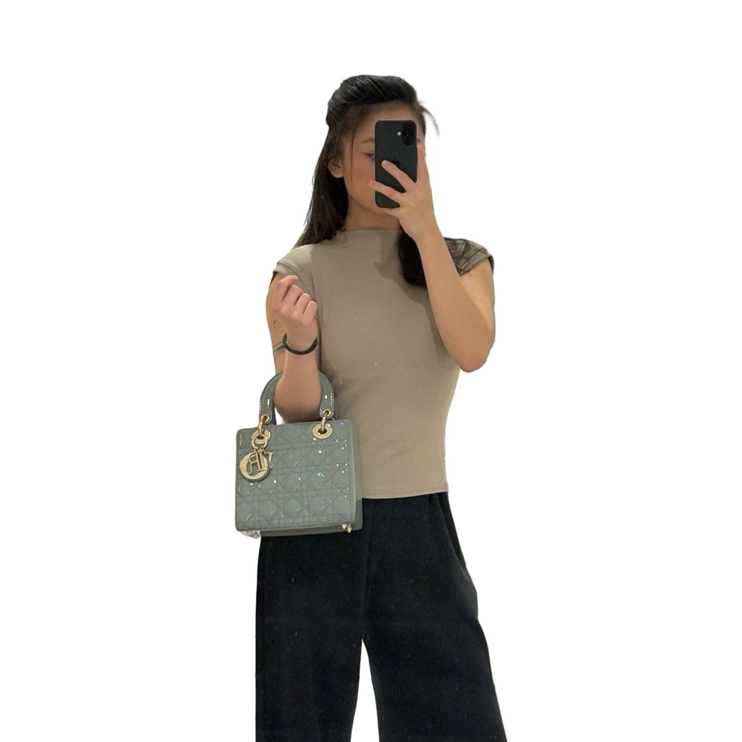 Dior Grey Lady Dior Small Bag