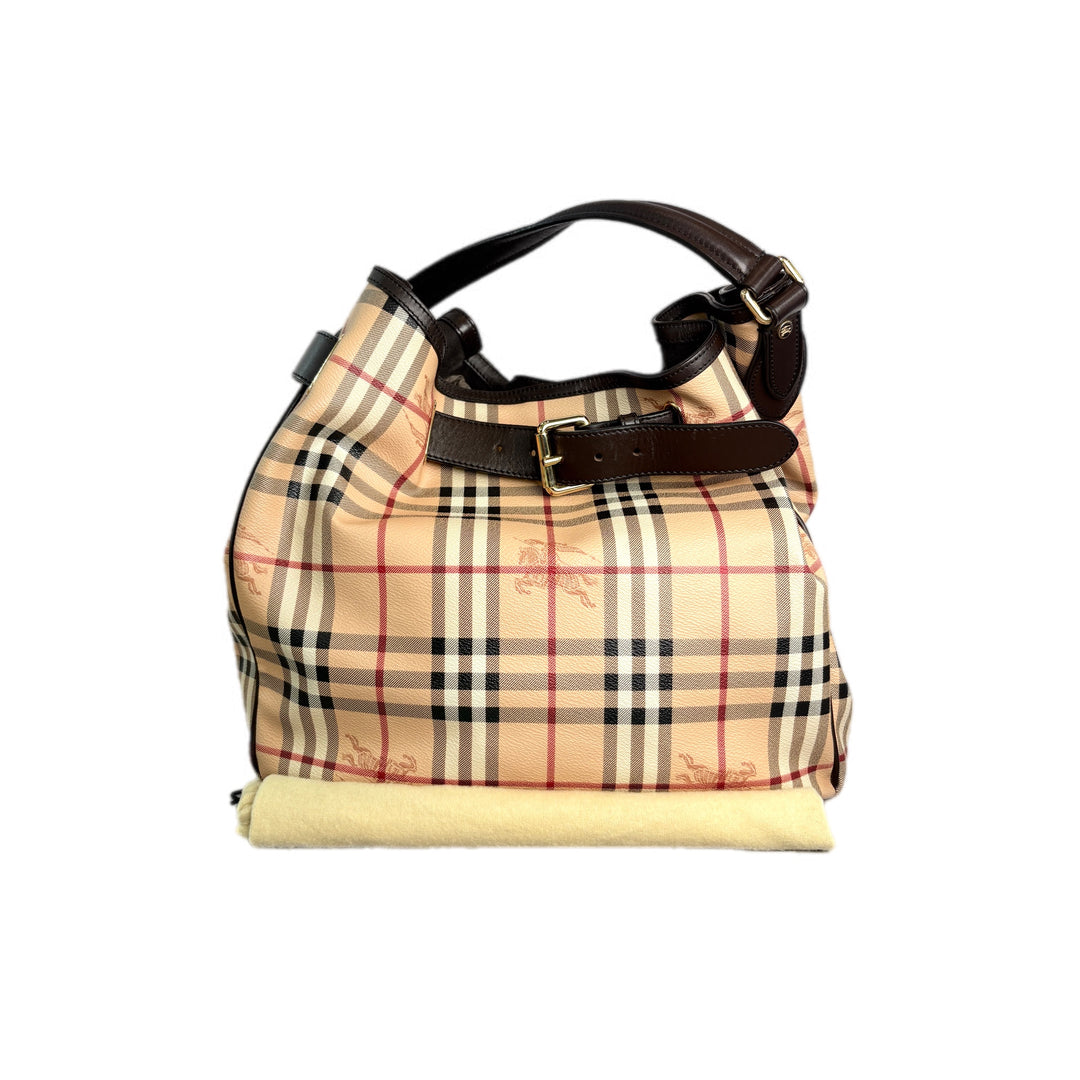 Burberry Beige/Brown Haymarket Tote Bag