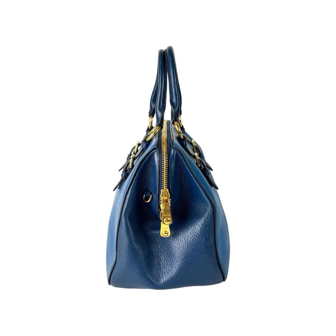 Miumiu Madras Blue Top Handle Bag