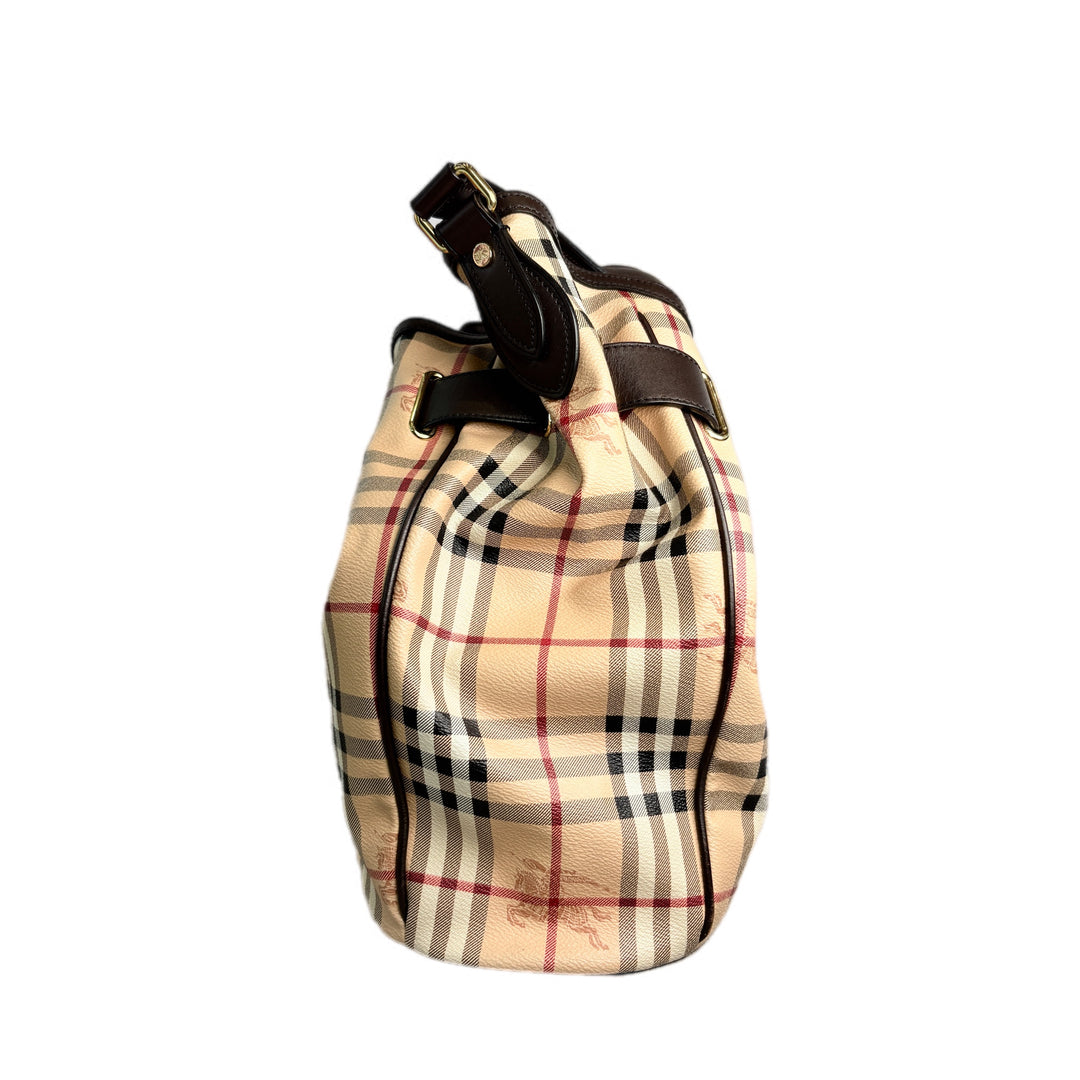 Burberry Beige/Brown Haymarket Tote Bag