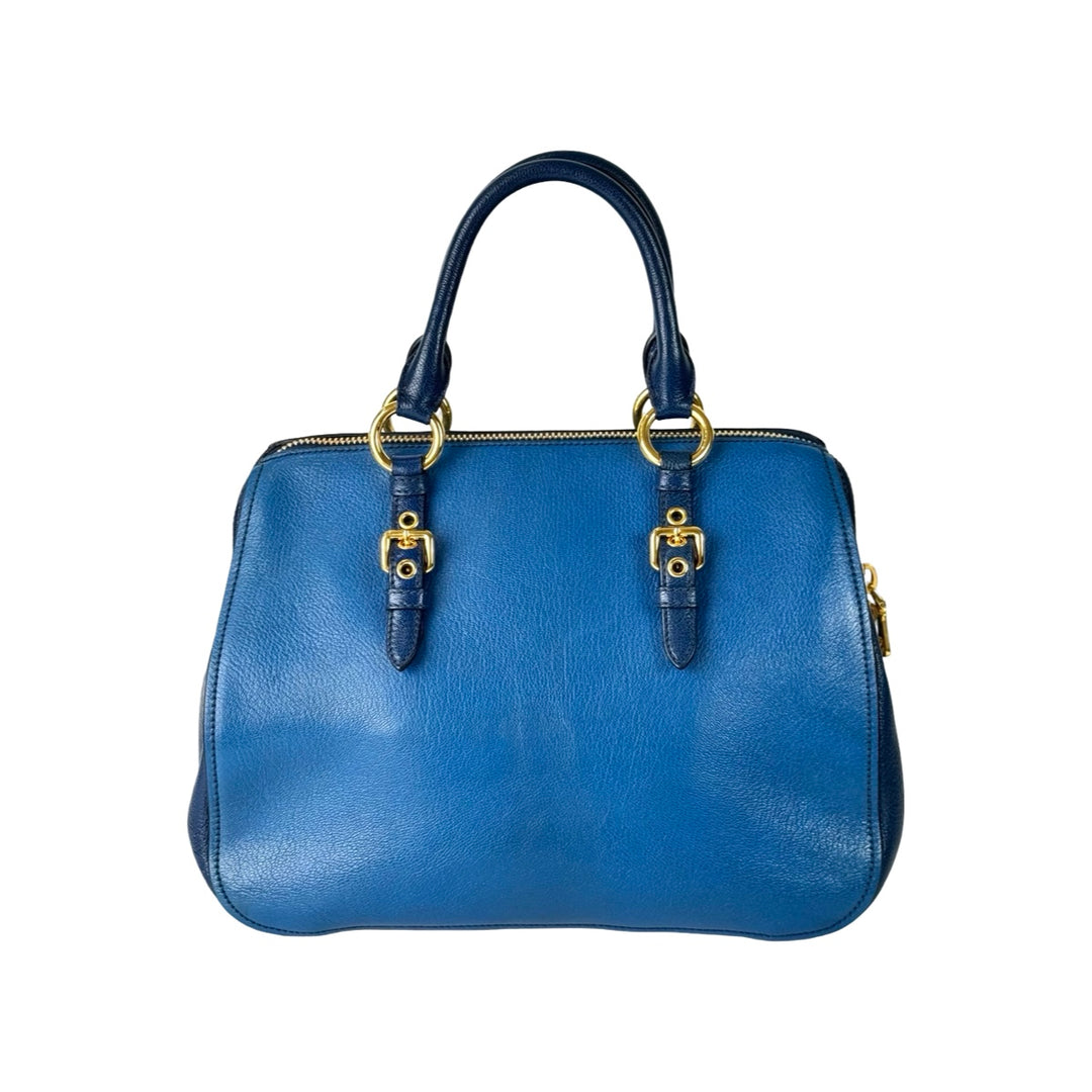 Miumiu Madras Blue Top Handle Bag