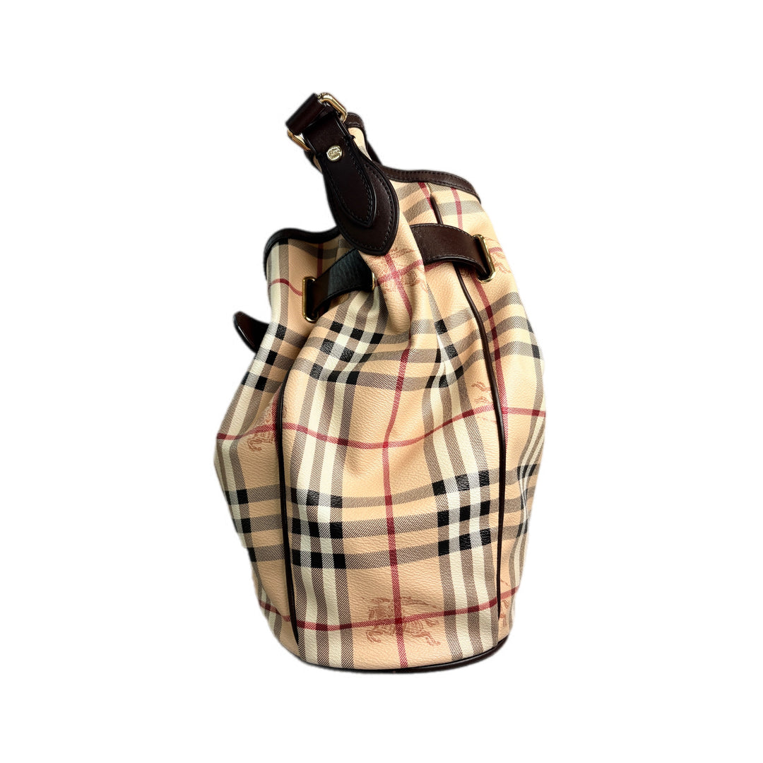 Burberry Beige/Brown Haymarket Tote Bag