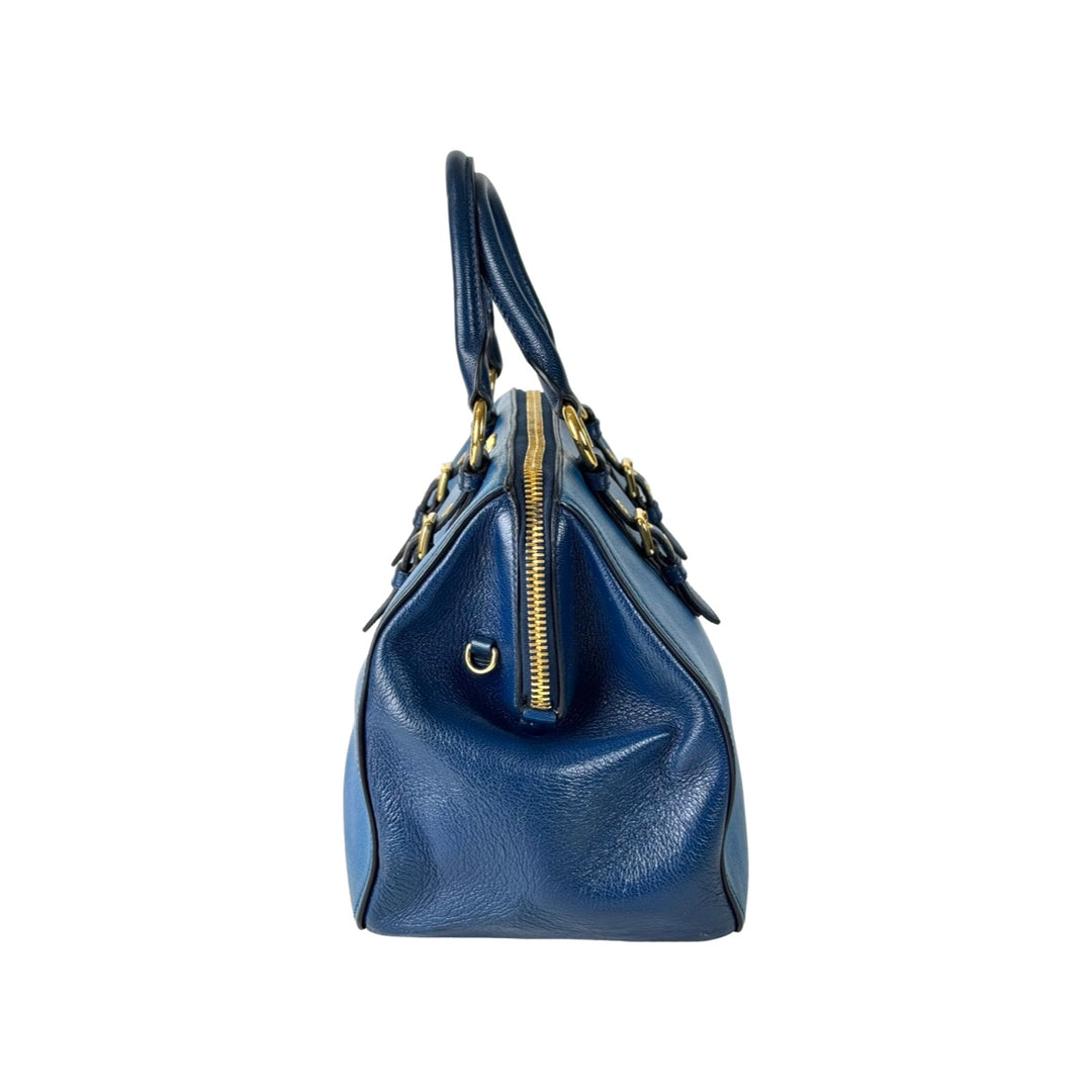 Miumiu Madras Blue Top Handle Bag
