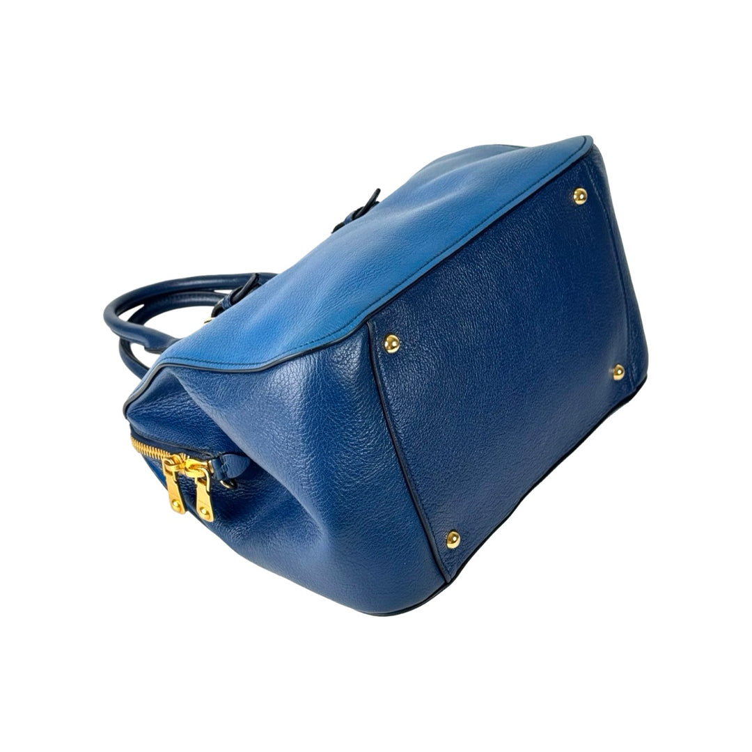 Miumiu Madras Blue Top Handle Bag