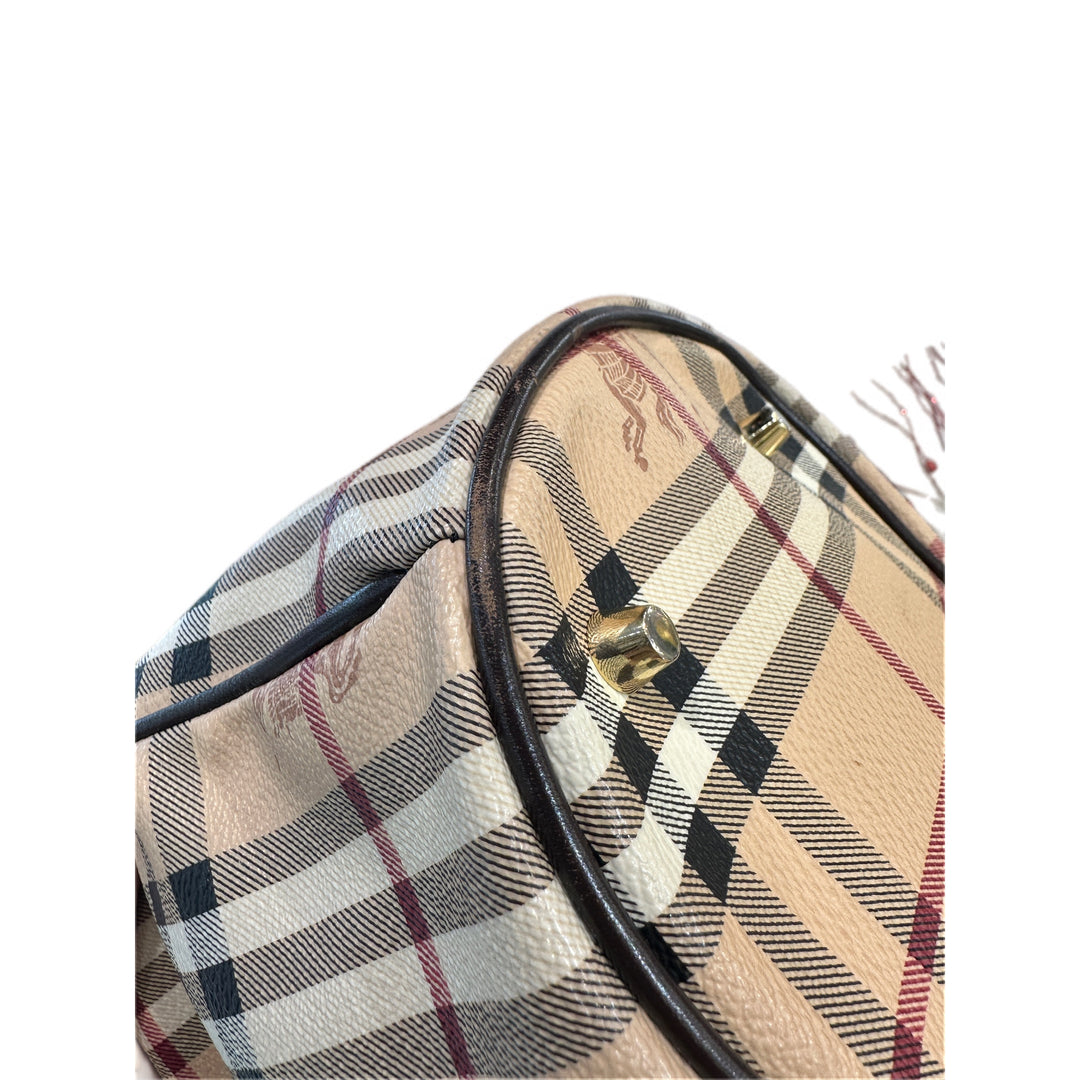 Burberry Beige/Brown Haymarket Tote Bag