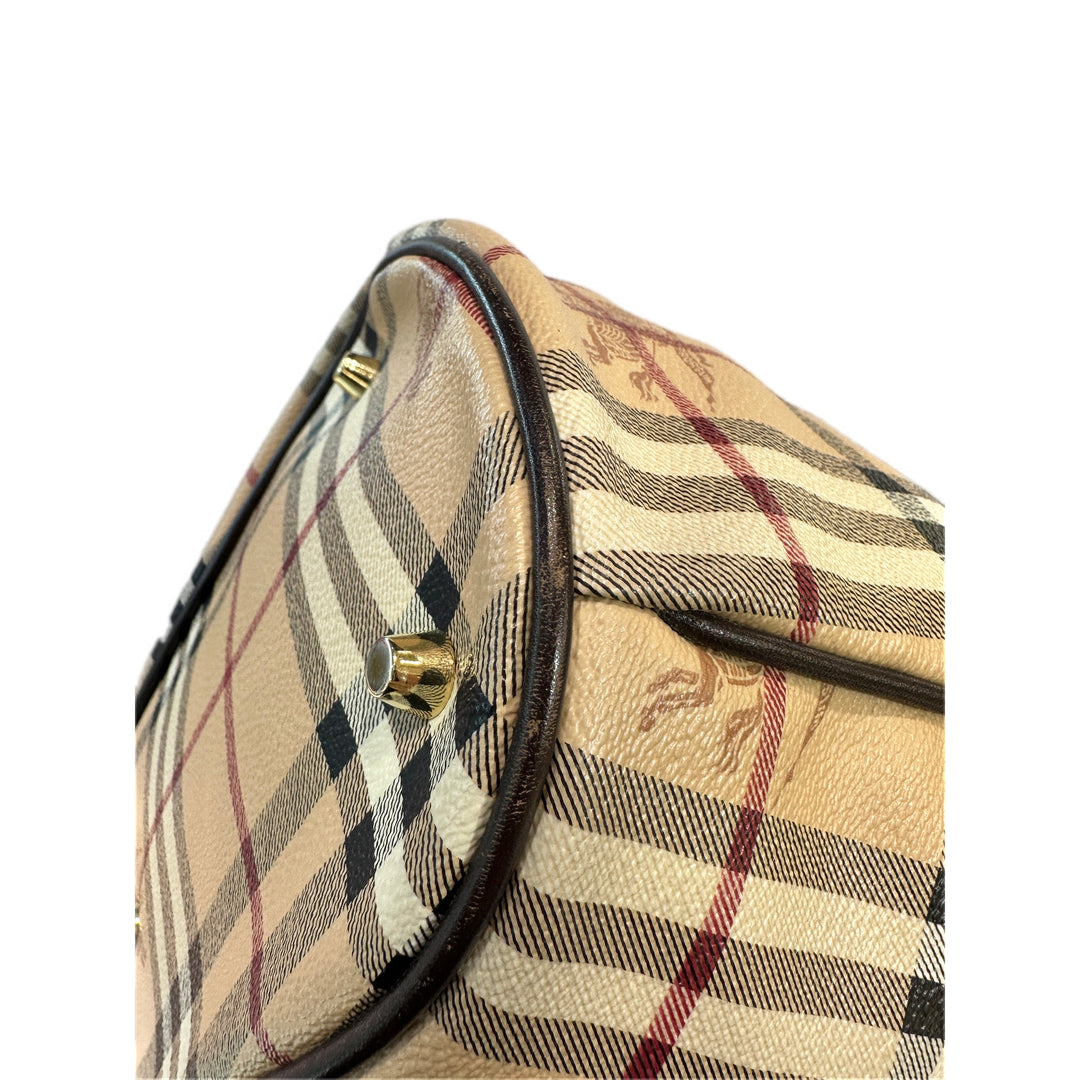 Burberry Beige/Brown Haymarket Tote Bag