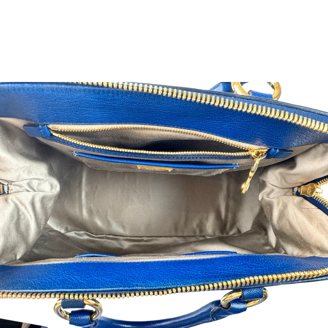 Miumiu Madras Blue Top Handle Bag