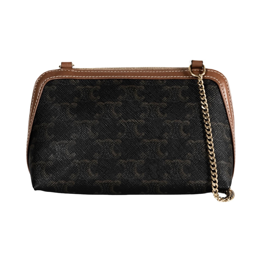 Celine Clutch On Chain In Triomphe Canvas Bag