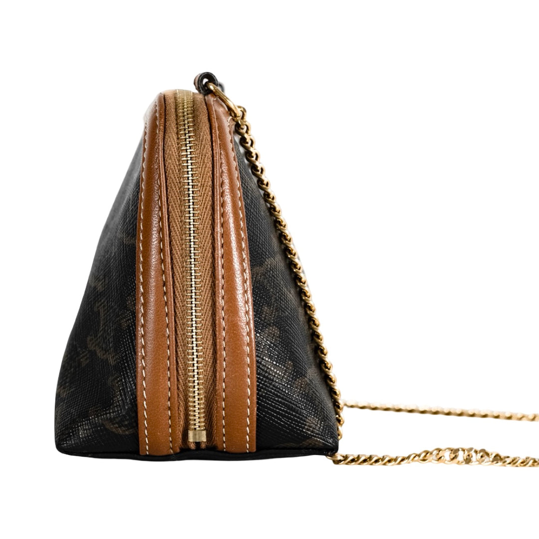 Celine Clutch On Chain In Triomphe Canvas Bag