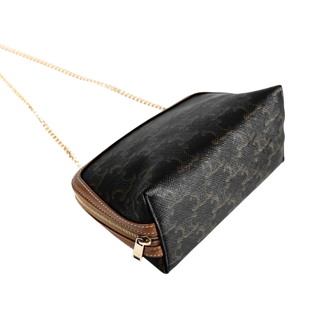 Celine Clutch On Chain In Triomphe Canvas Bag