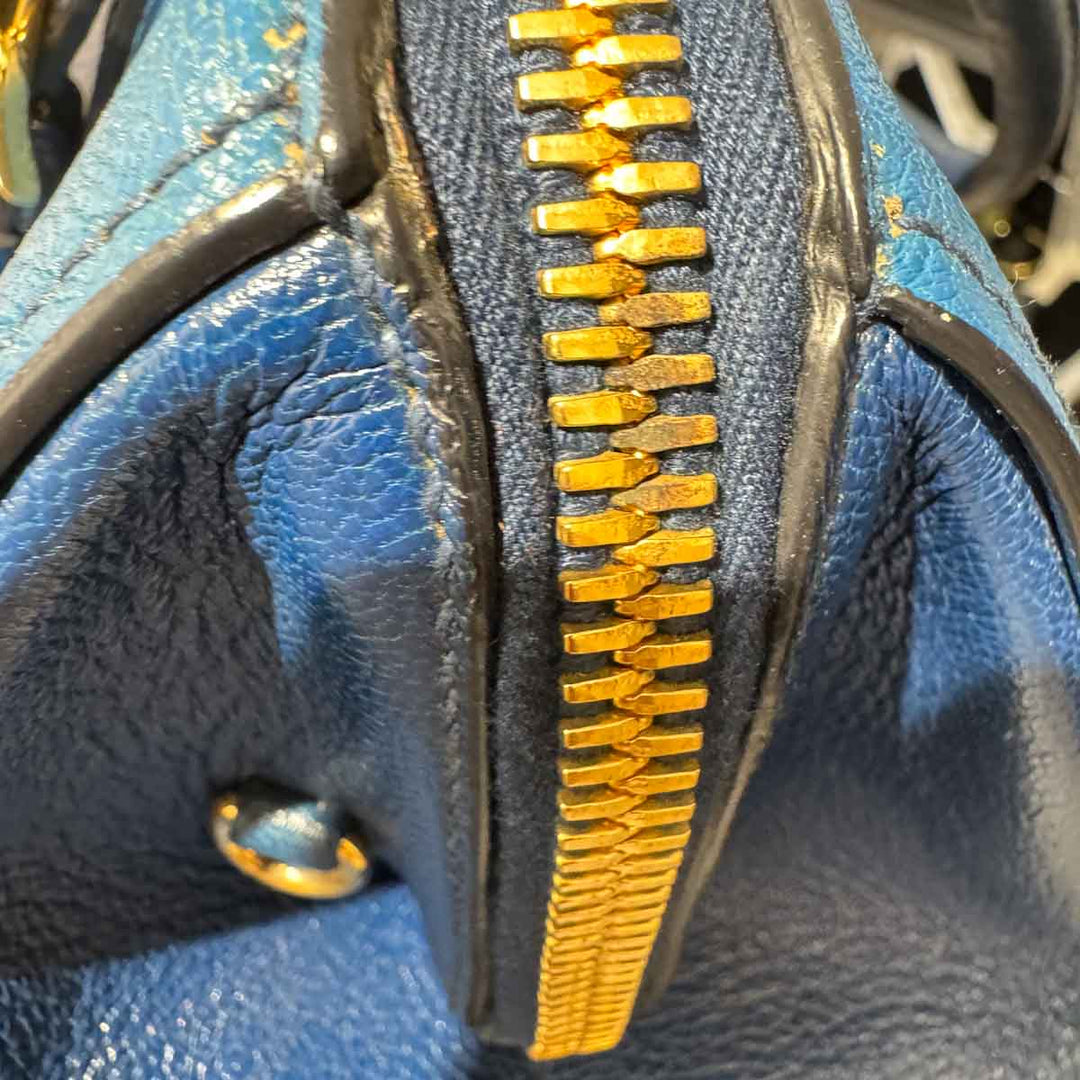 Miumiu Madras Blue Top Handle Bag
