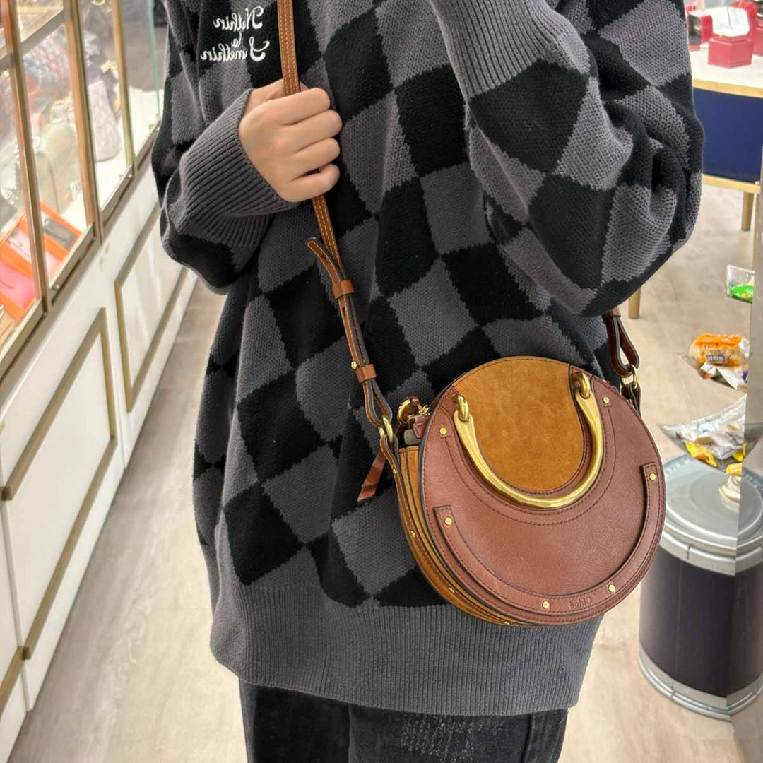 Chloe Pixie Small Suede Brown Crossbody Bag