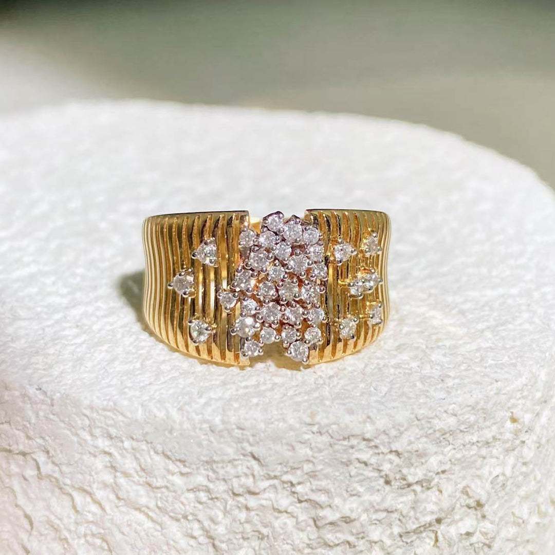 White Diamond Wide YG Ring D0.40ct 18K