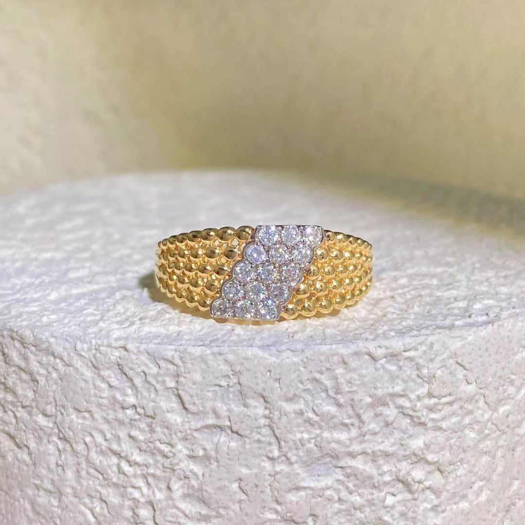 White Diamond Wide YG Ring D0.42ct 18K