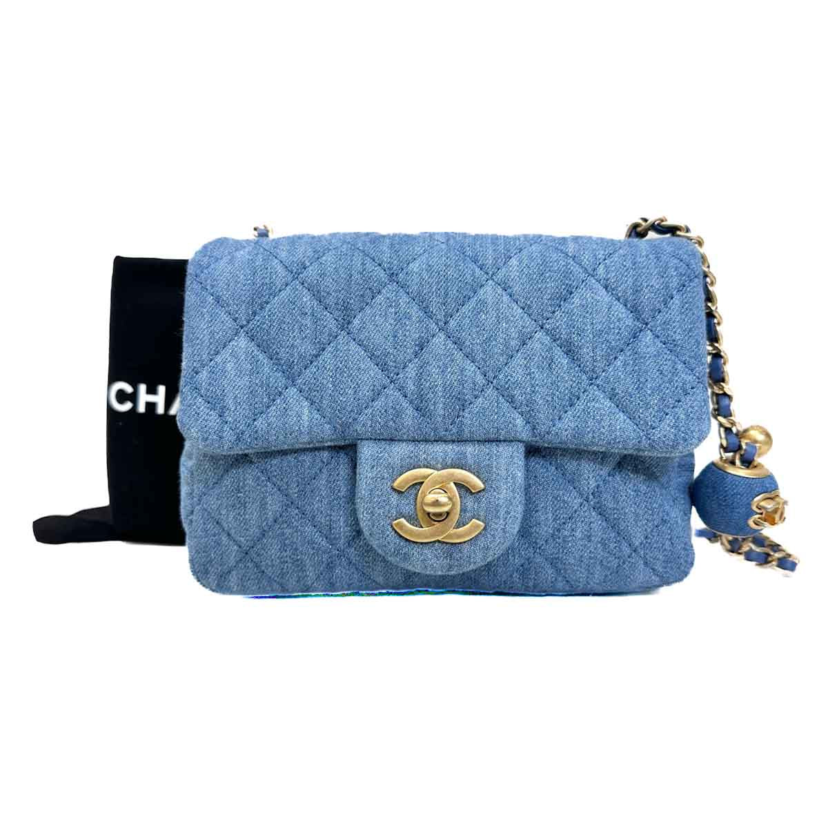 Chanel Classic Flap Mini Square Denim With Crush