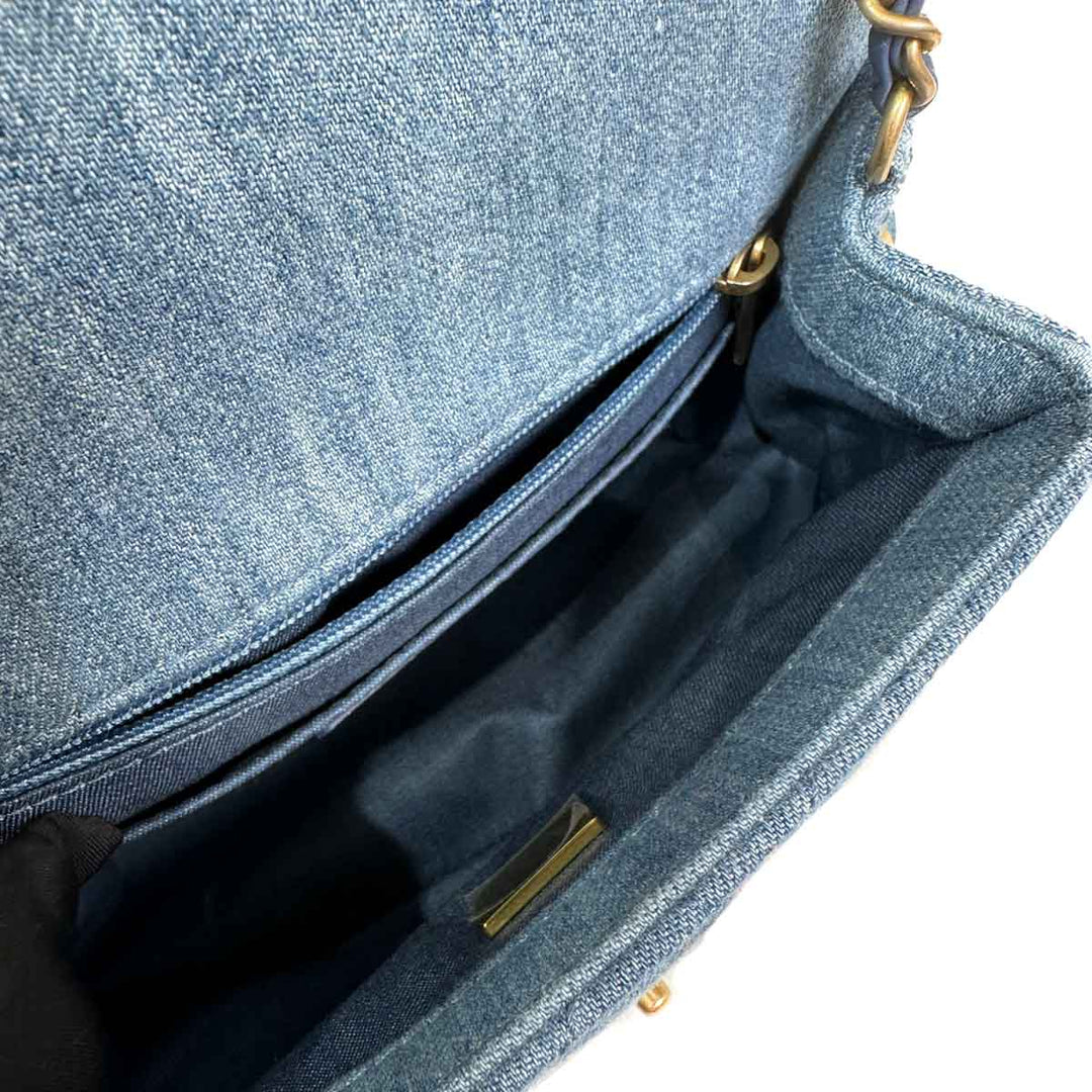 Chanel Classic Flap Mini Square Denim With Crush