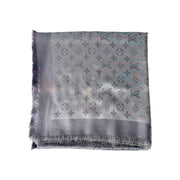 Louis Vuitton Monogram Shine Grey wool/Silk Scarf