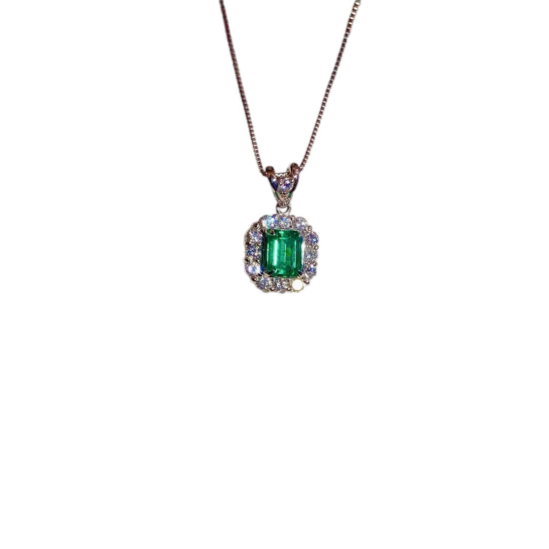 Emerald Necklace D0.73 d0.50ct PT Columbia
