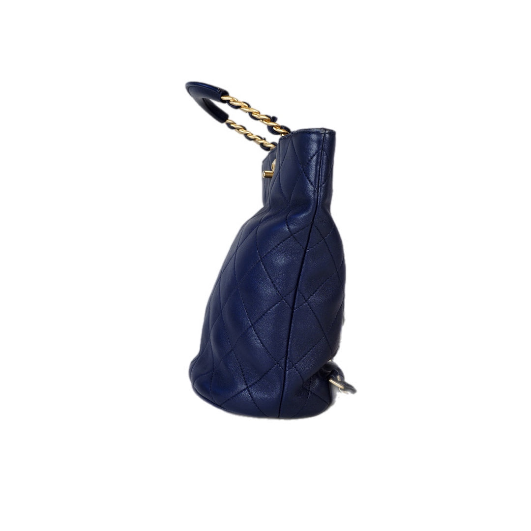 Chanel Blue Handle Backpack Bag