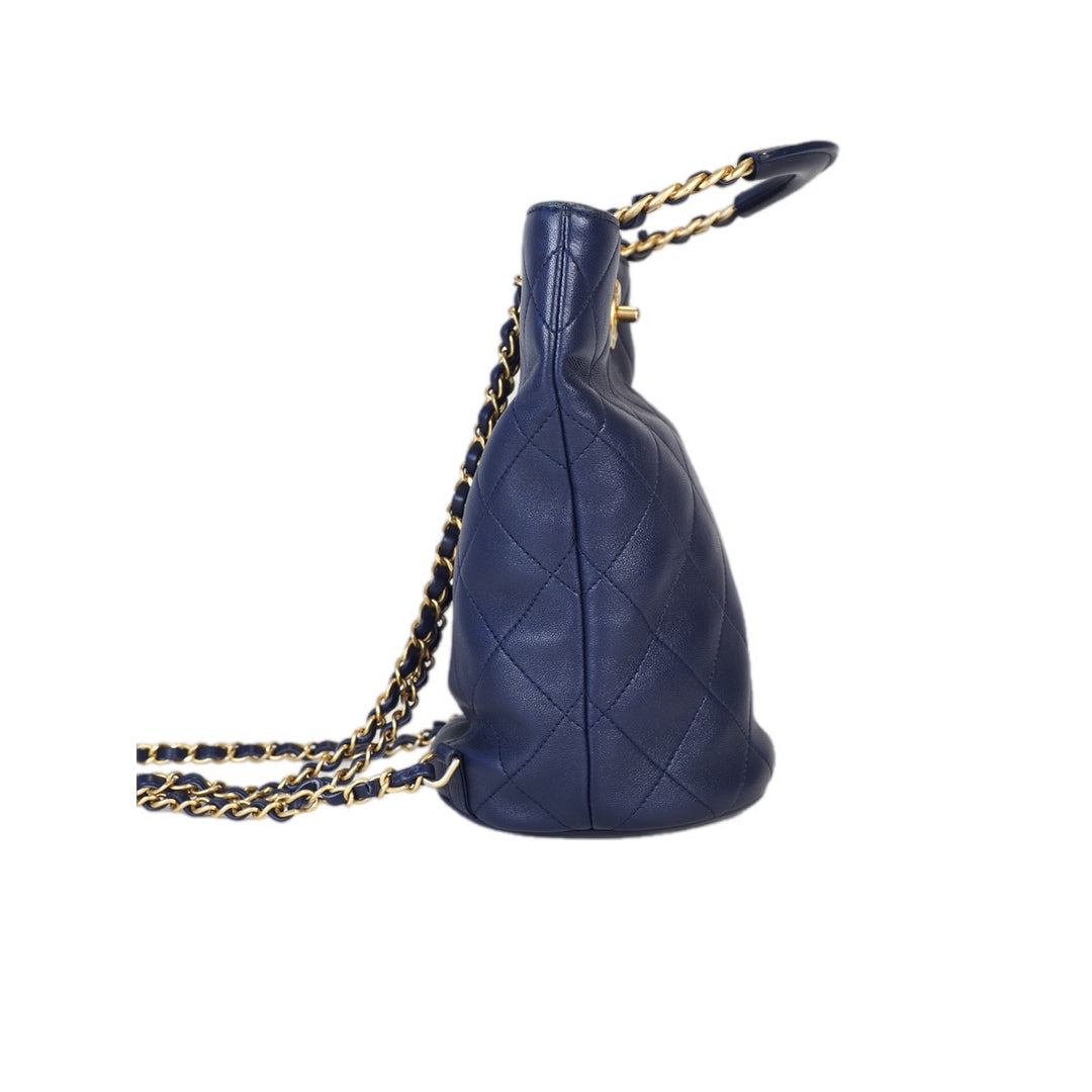 Chanel Blue Handle Backpack Bag