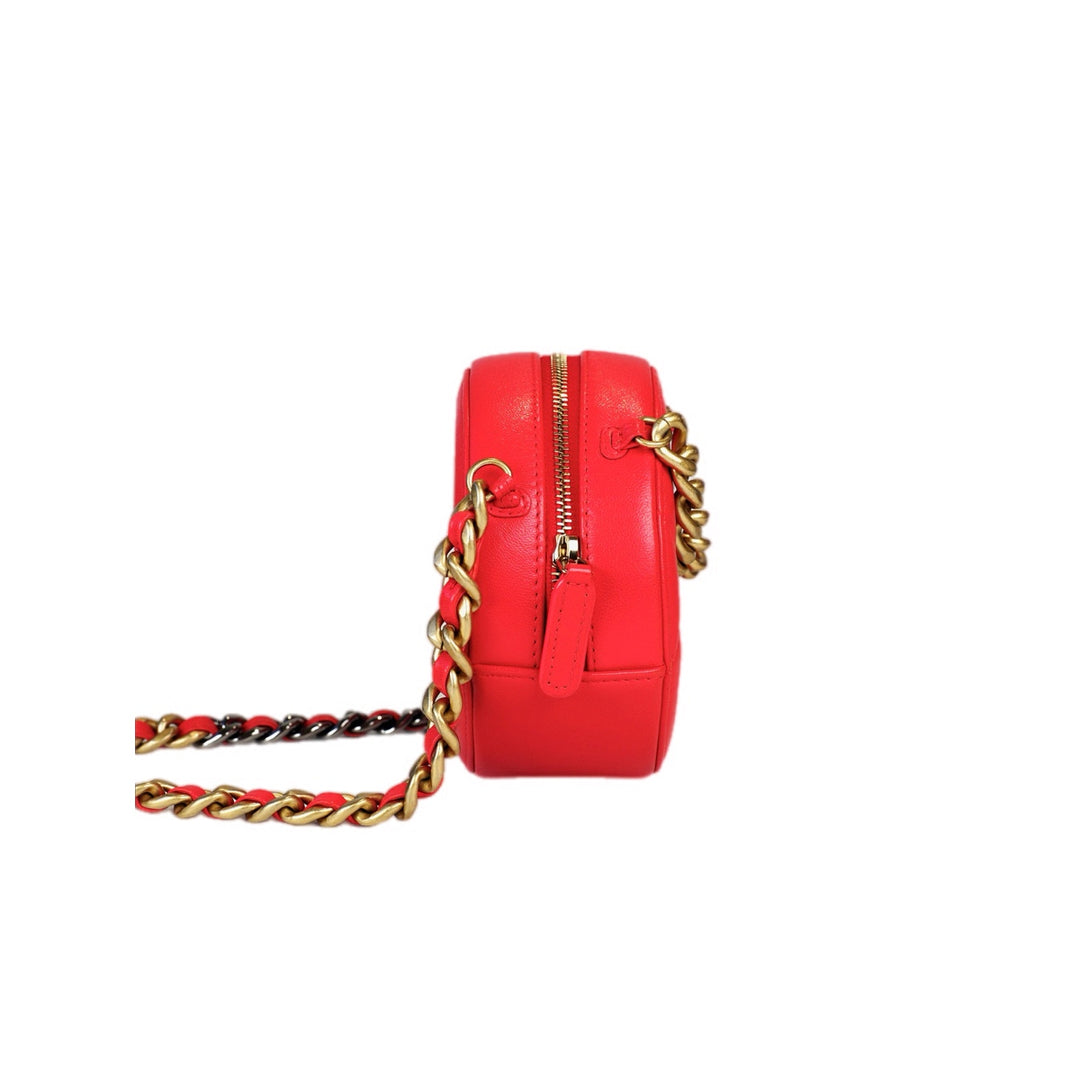 Chanel 19 Round Chain Bag Red