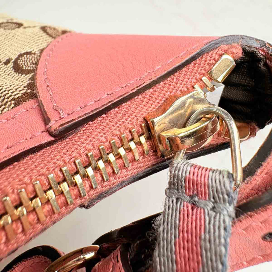 Gucci Beige/Pink GG Canvas Pochette Bag