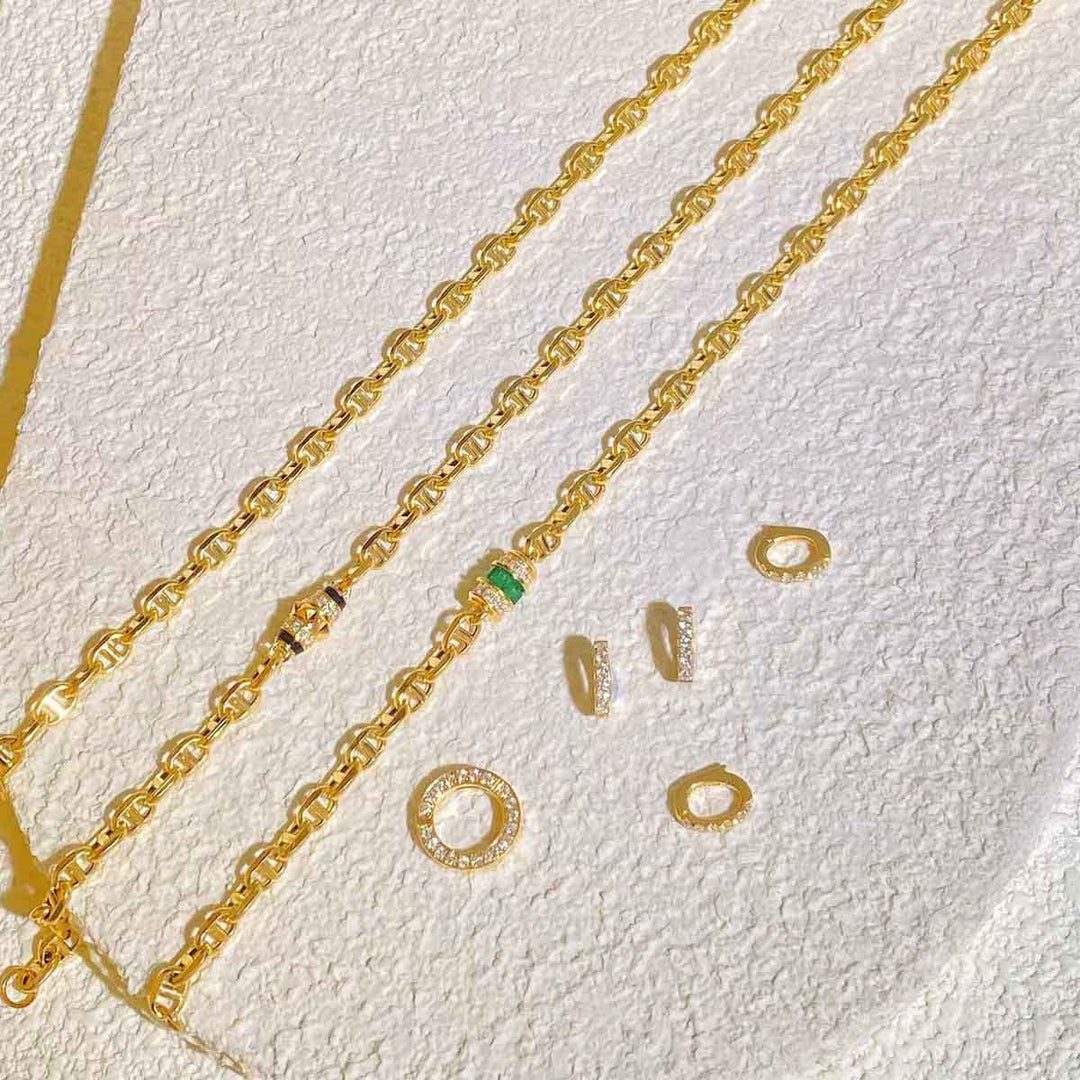 Natural Emerald Diamond Multiple Ways Necklace D0.24ct d0.58ct,18K 10.23g