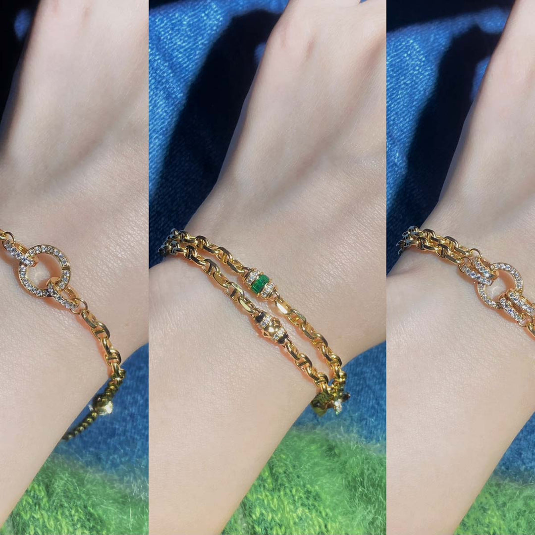 Natural Emerald Diamond Multiple Ways Necklace D0.24ct d0.58ct,18K 10.23g