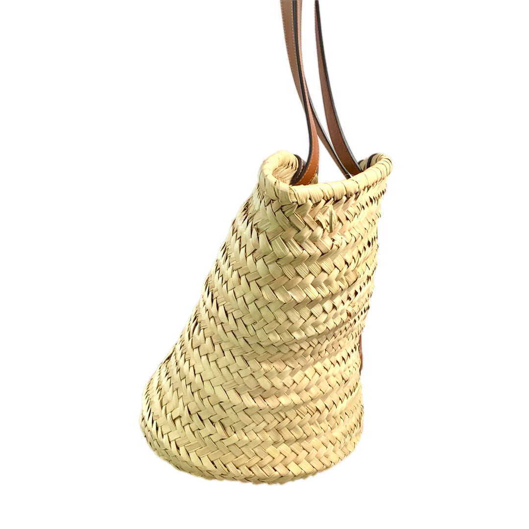 Celine Classic Panier In Palm Leaves And Calfskin
