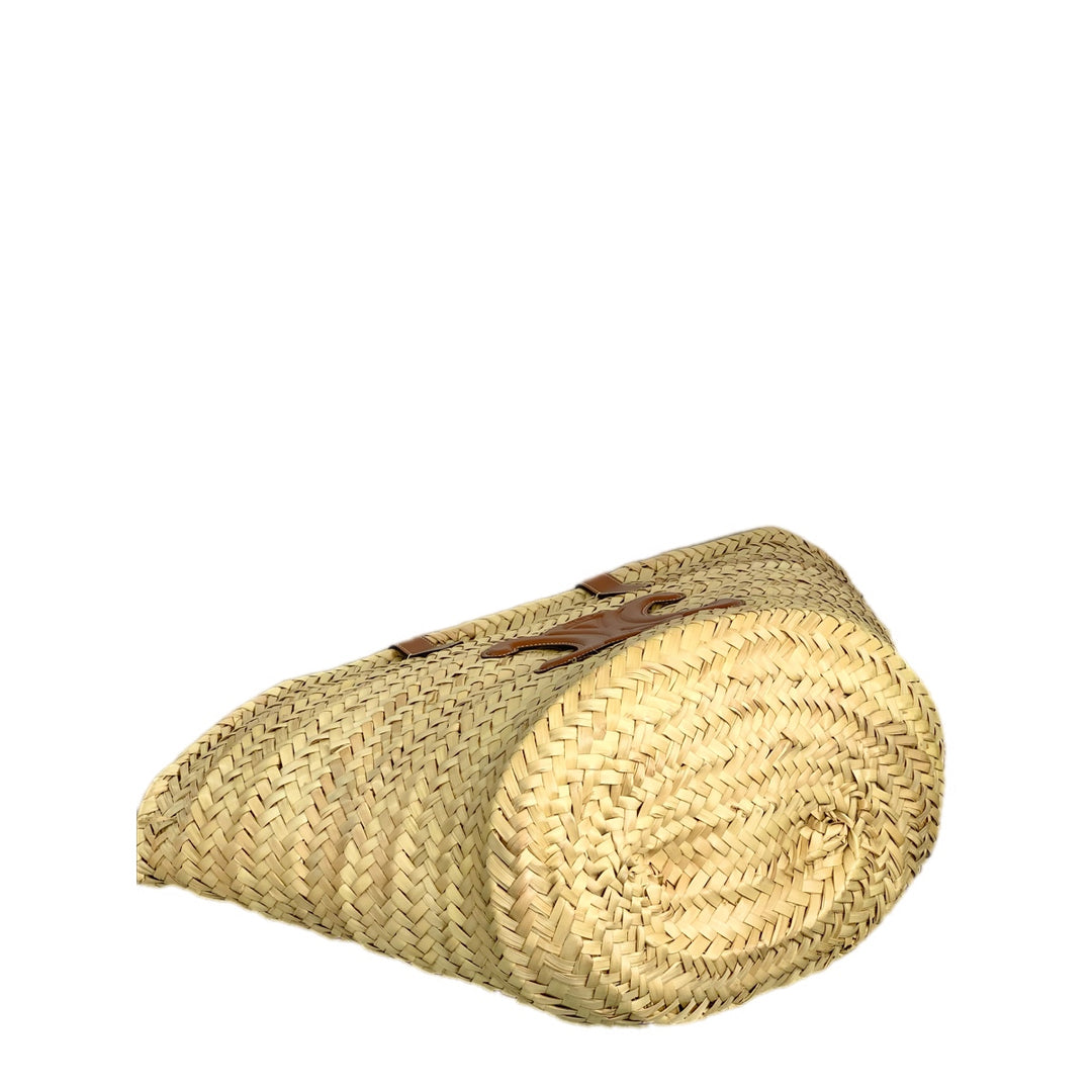 Celine Classic Panier In Palm Leaves And Calfskin