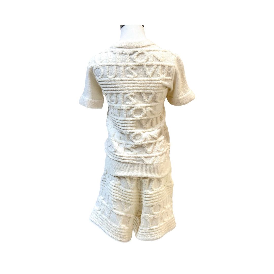 Louis Vuitton FW2021 3D Signature Logo White Knit Wool Set #XS