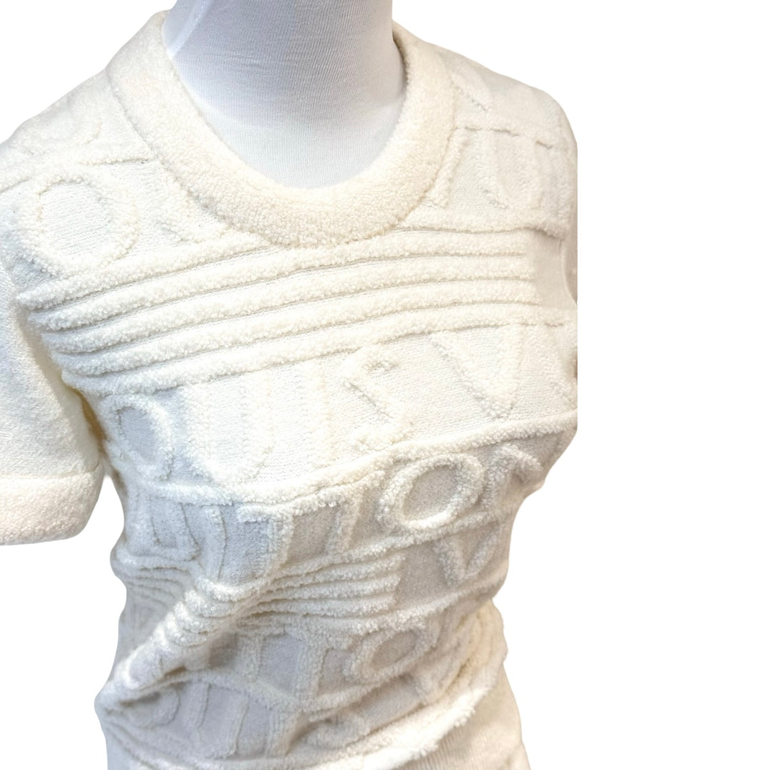 Louis Vuitton FW2021 3D Signature Logo White Knit Wool Set #XS