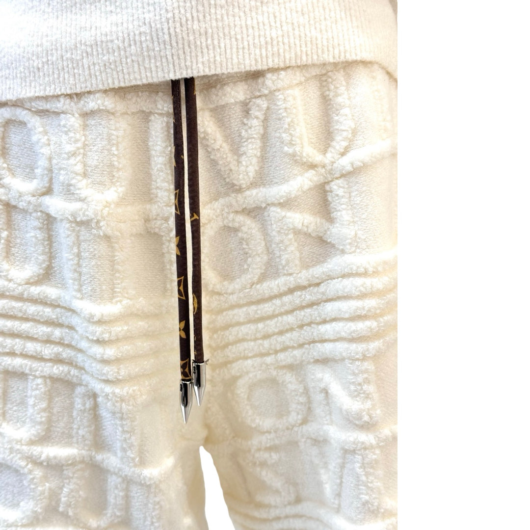 Louis Vuitton FW2021 3D Signature Logo White Knit Wool Set #XS