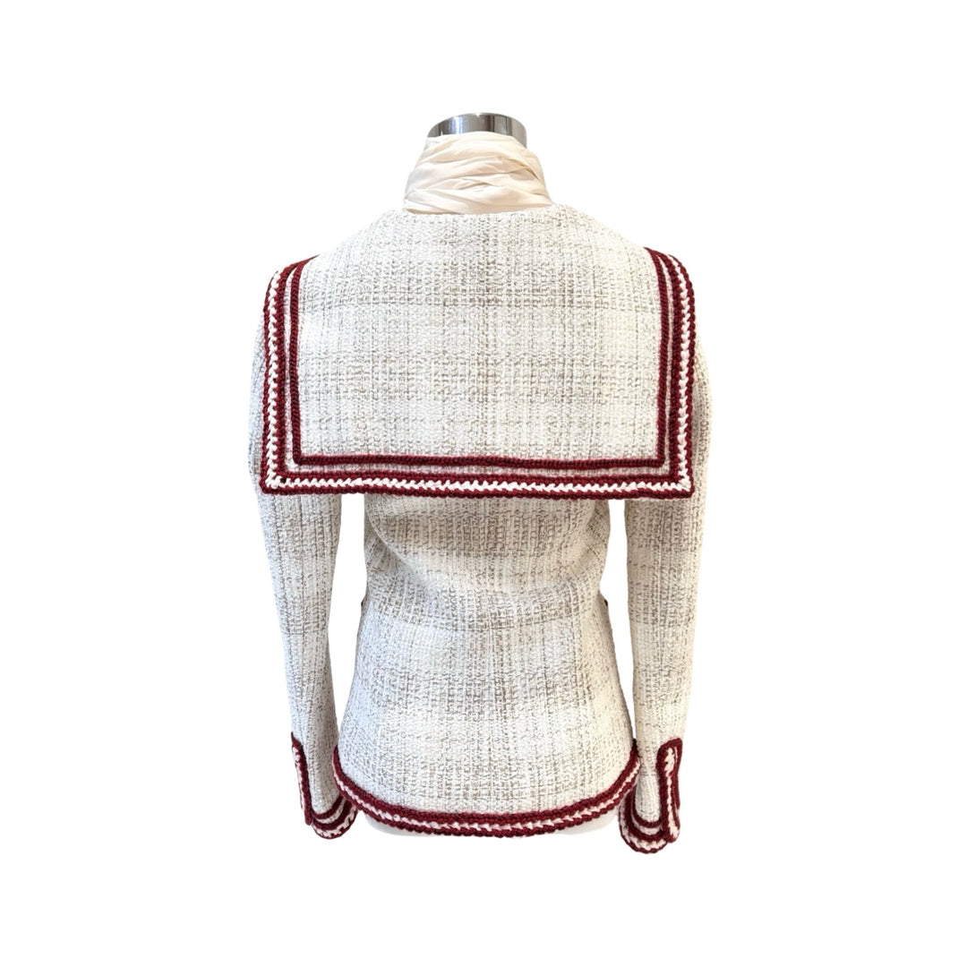 Chanel 18A Runway Sailor Style Cream Tweed Jacket #34