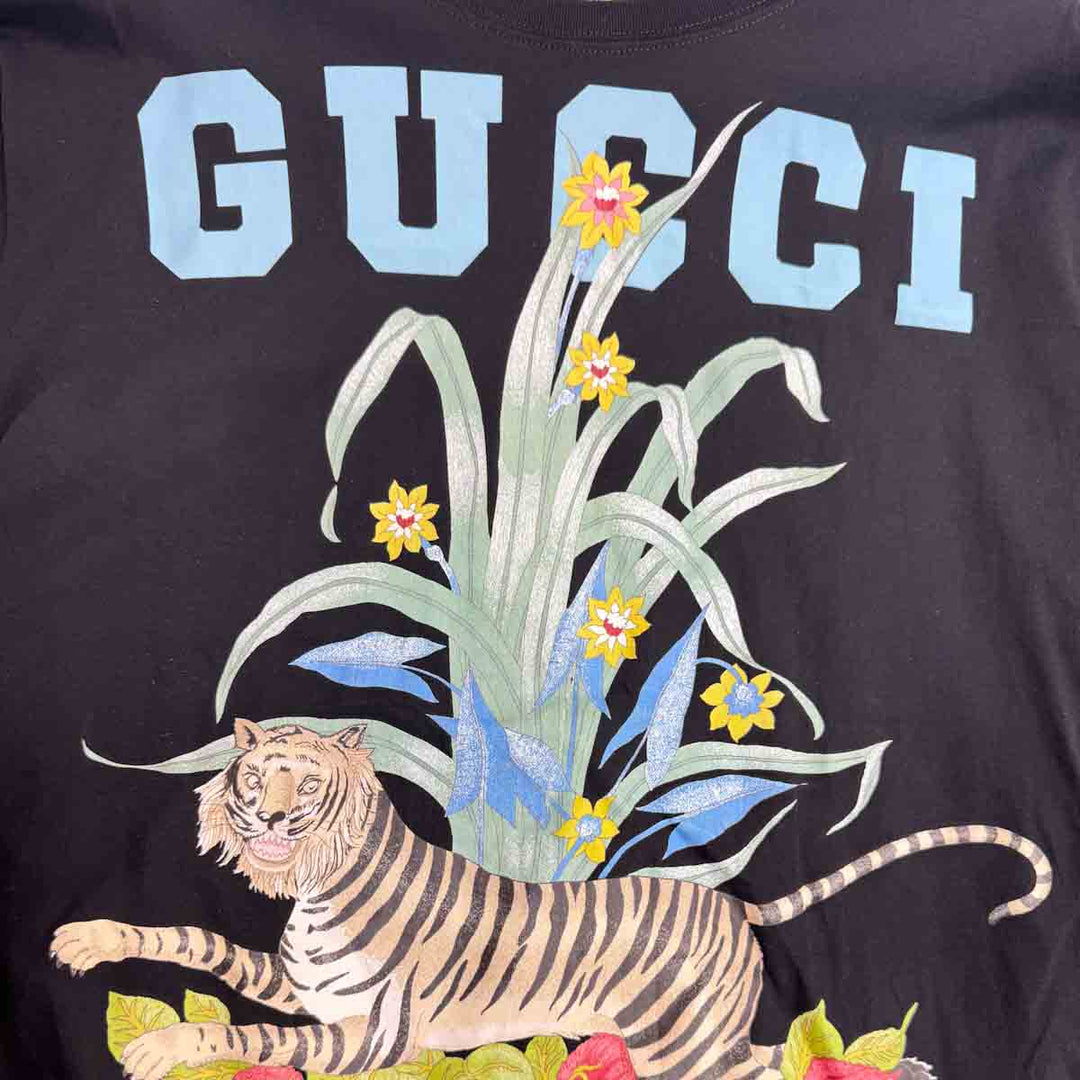 Gucci Logo Tiger Print T-Shirt in Black #L | JK Store