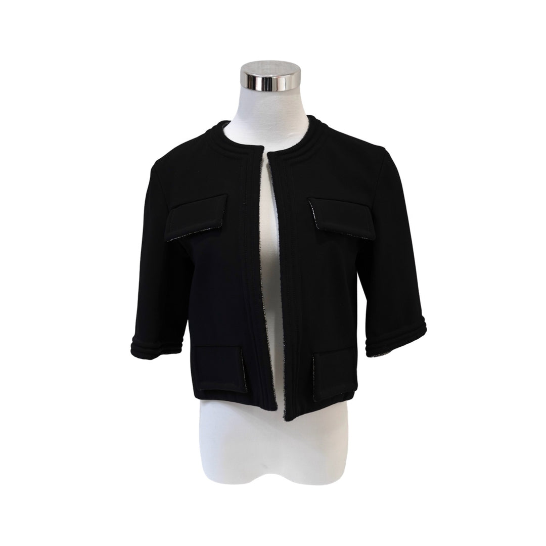 Chanel 2012 Black Runway Metallic Silver Jacket #34