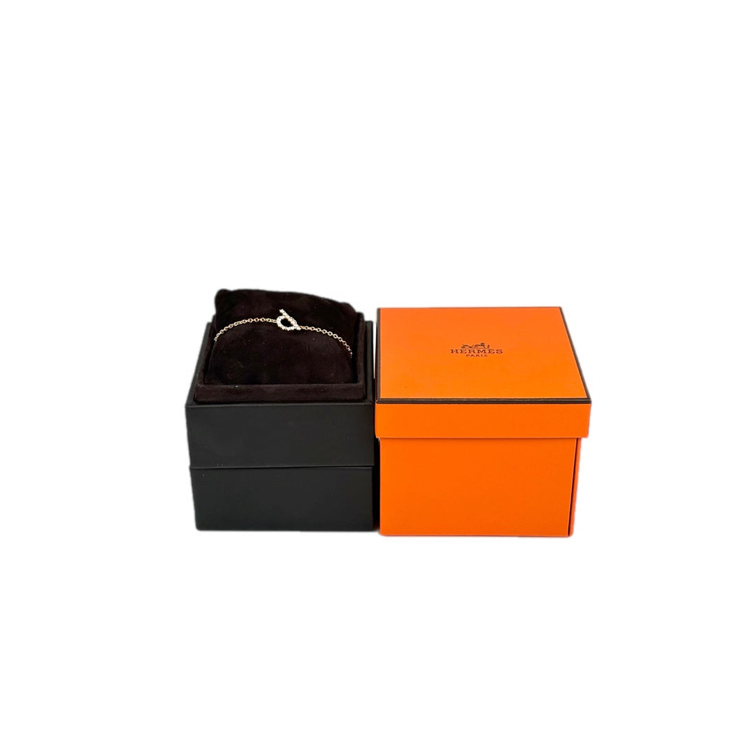 Hermes Finesse Bracelet With Diamonds Rose Gold