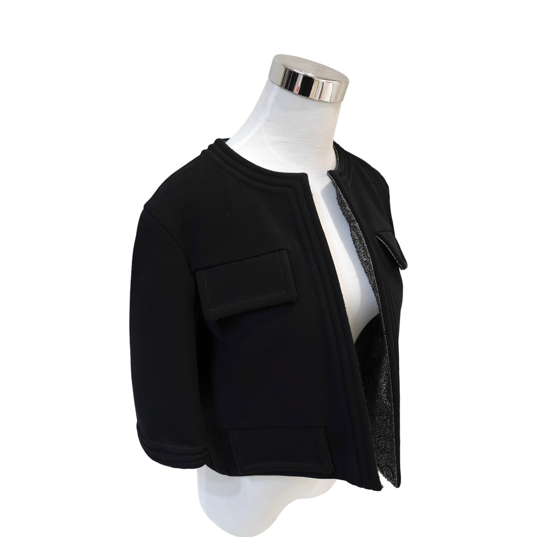 Chanel 2012 Black Runway Metallic Silver Jacket #34