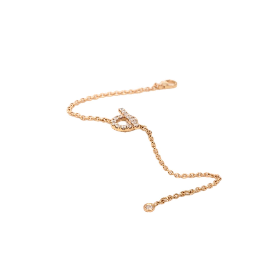 Hermes Finesse Bracelet With Diamonds Rose Gold