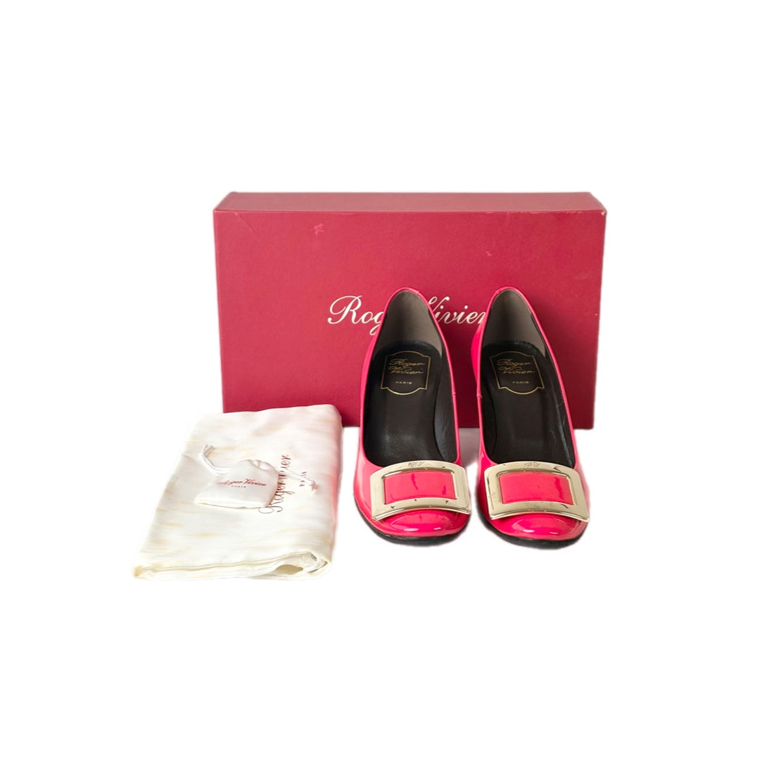 Roger Vivier Trompette Pink Patent Shoes #36.5