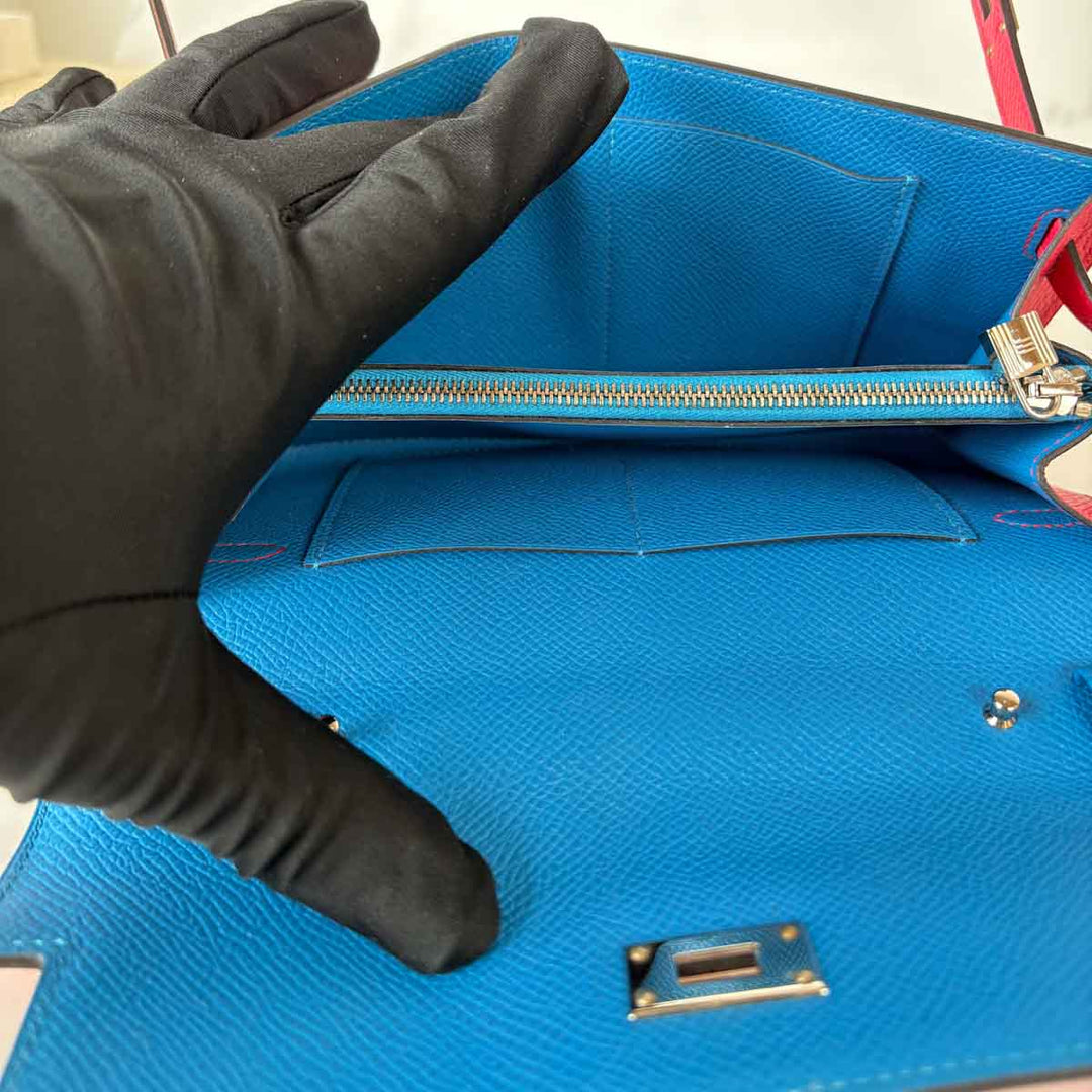 Hermes Kelly To Go Bag Epsom Pink/Red/Blue Triple Color