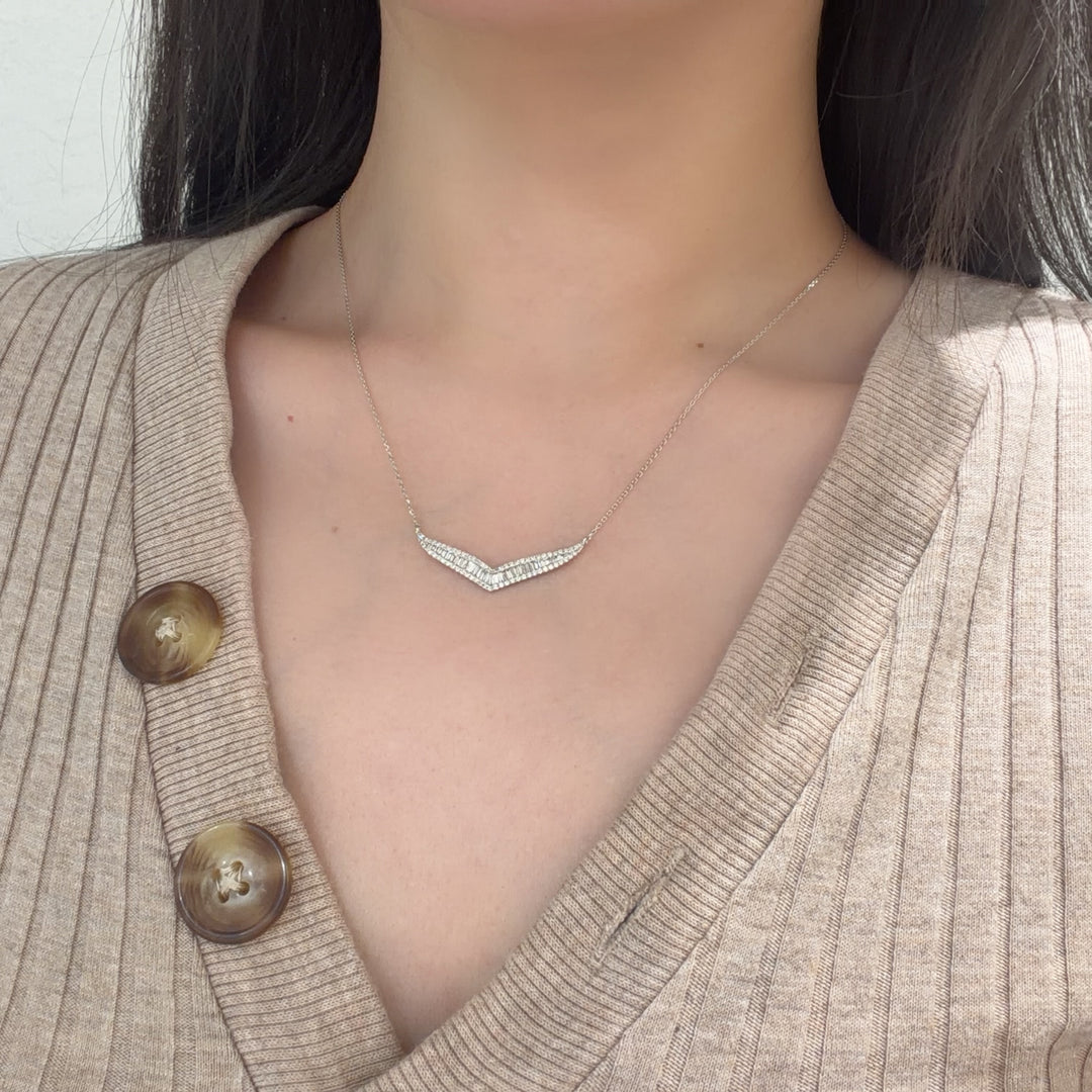Natural White Diamond Necklace D0.45ct,18K