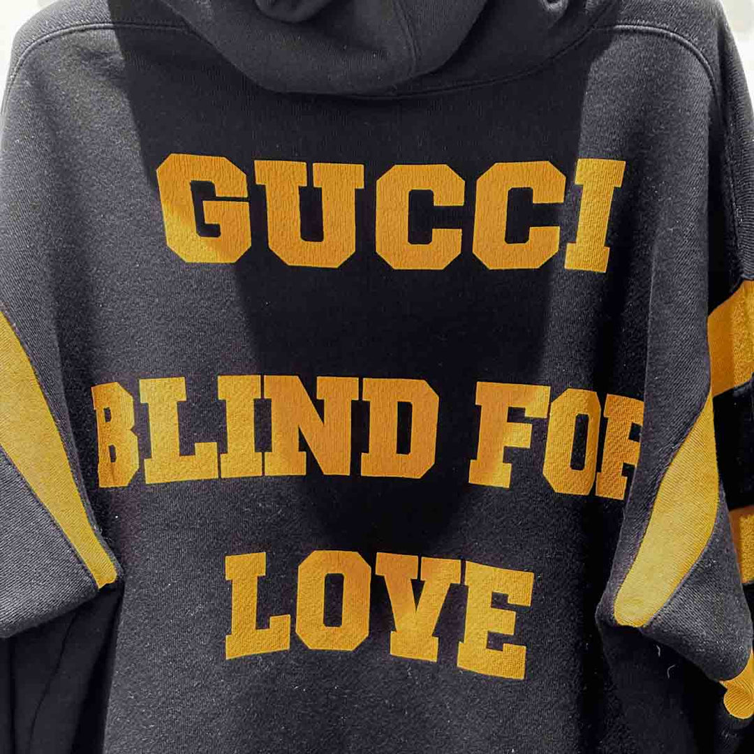 Gucci Hooded Graphic Sweatshirt Black#M