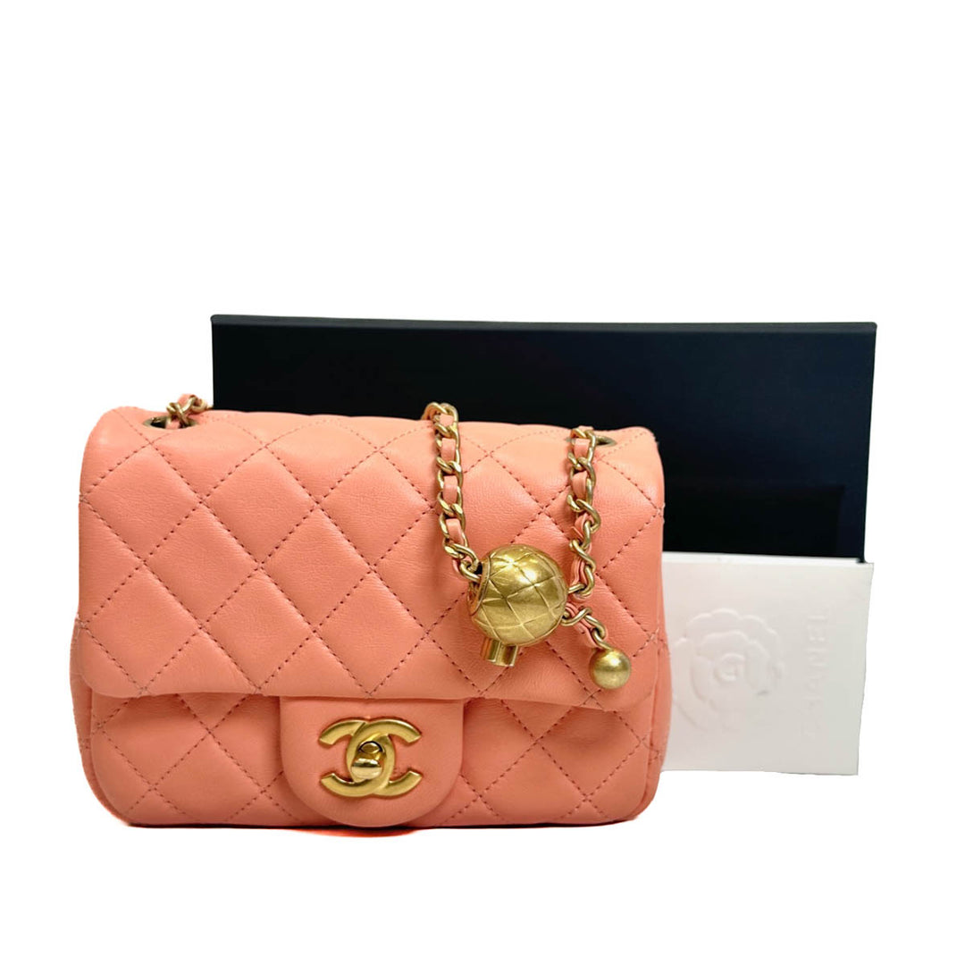 Chanel Coral Mini Classic Flap with Pearl Crush