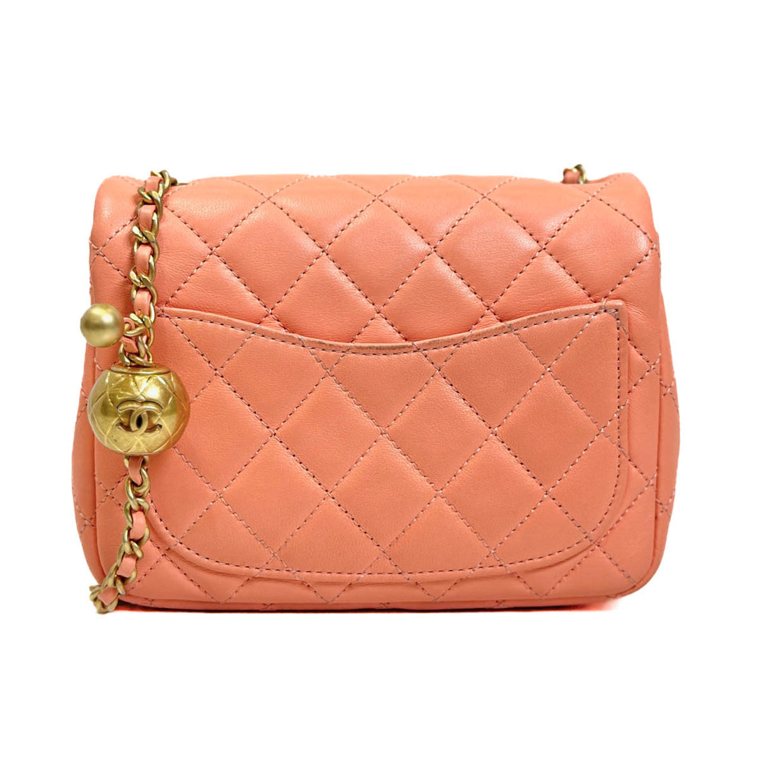 Chanel Coral Mini Classic Flap with Pearl Crush