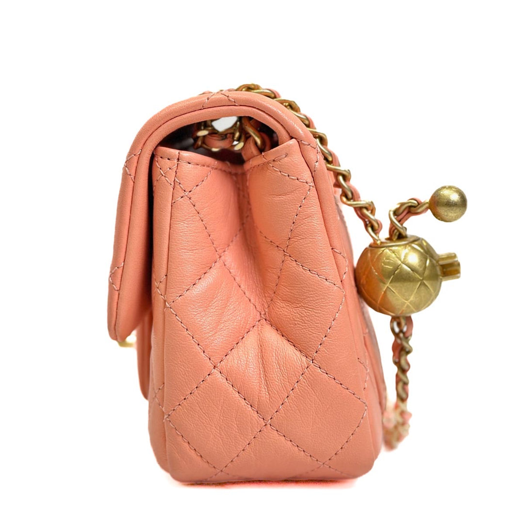 Chanel Coral Mini Classic Flap with Pearl Crush