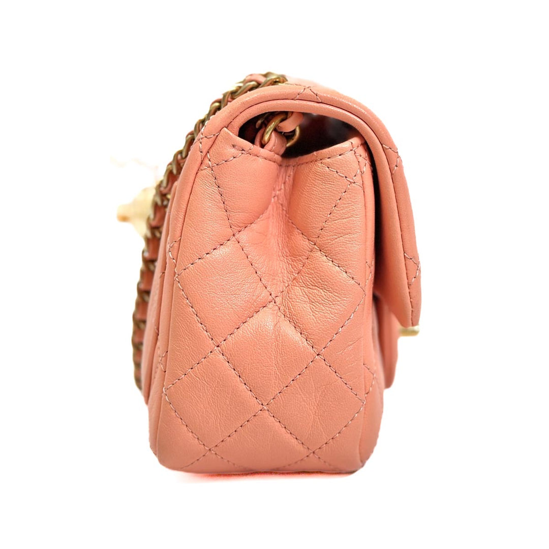 Chanel Coral Mini Classic Flap with Pearl Crush