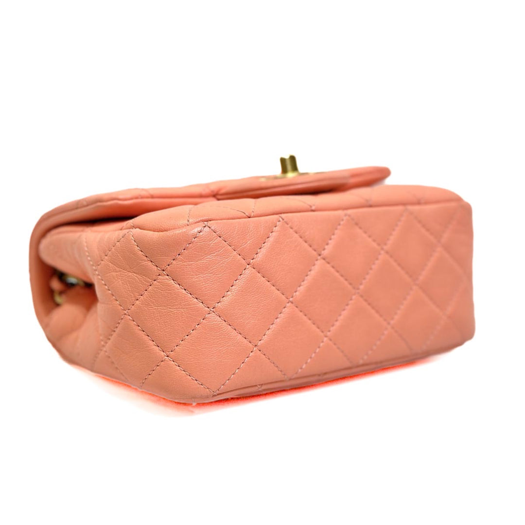 Chanel Coral Mini Classic Flap with Pearl Crush