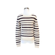 Chanel 20S Cashmere Cream Knit Striped Sweater #34
