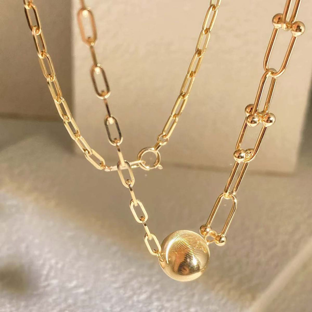 Plain 18k Yellow Gold Ball Necklace